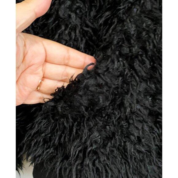 Chaser Faux Lamby Black Vegan Fur Bomber Jacket L NWT - Picture 10 of 16